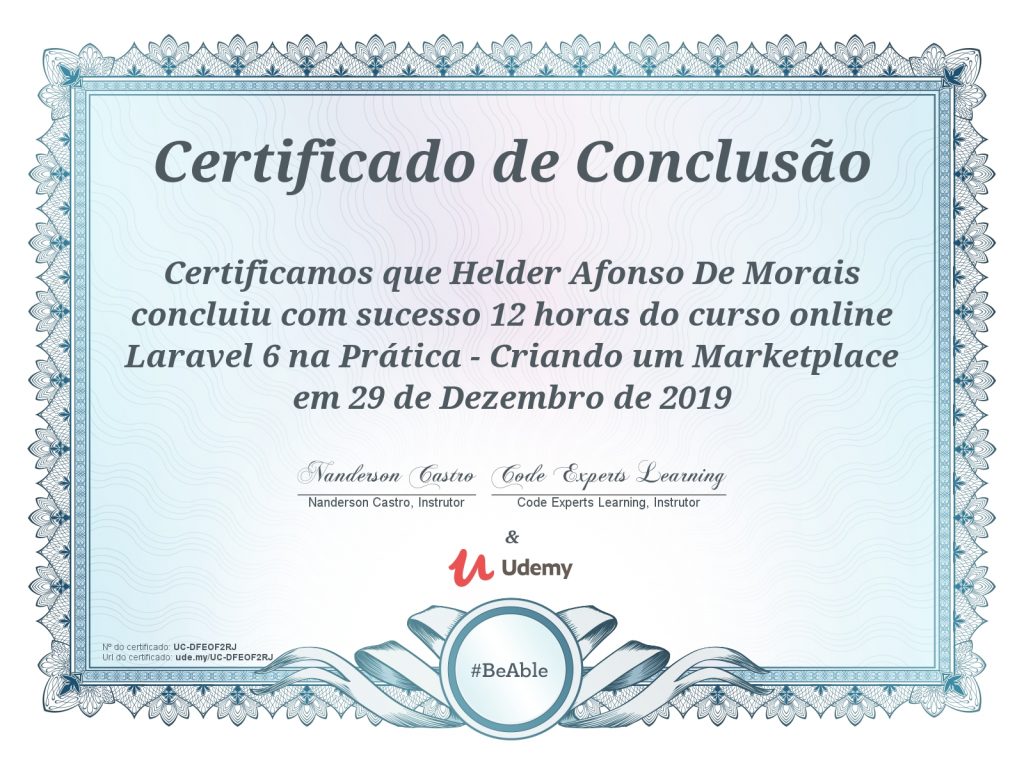 Certificado Curso E-Commerce com Laravel PHP
